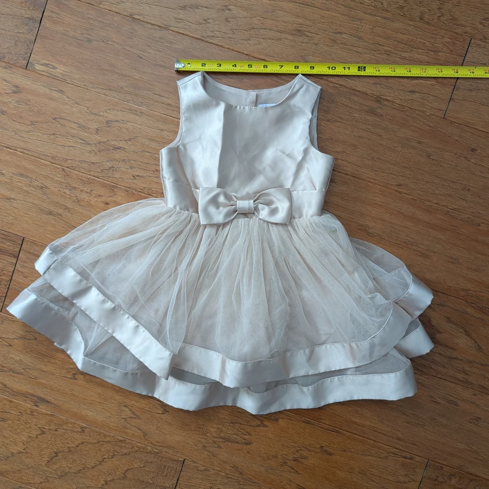 Speechless Champagne Layered Kids Dress with Bow Size 4